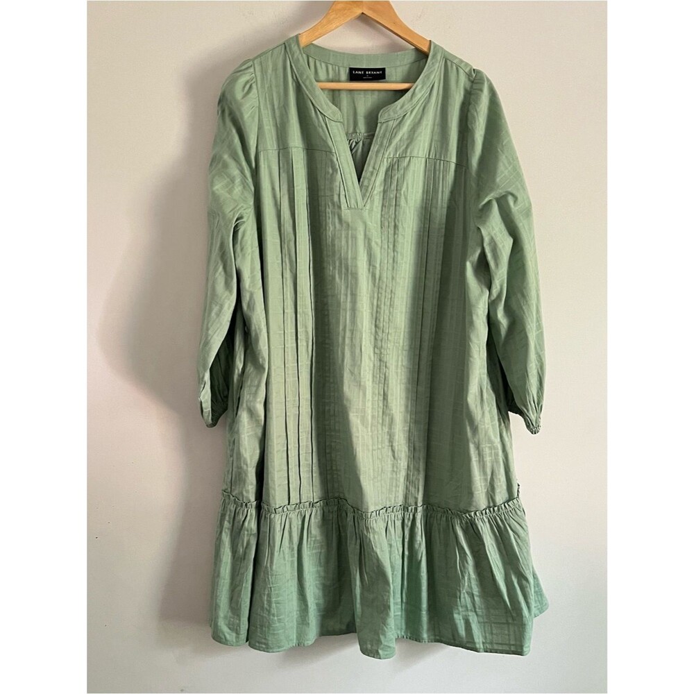 Lane Bryant NWOT Plus Size 16 Split-Neck 100% Cotton Long Sleeve Pintuck Dress - Picture 2 of 8